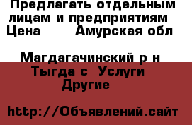  Предлагать отдельным лицам и предприятиям › Цена ­ 1 - Амурская обл., Магдагачинский р-н, Тыгда с. Услуги » Другие   